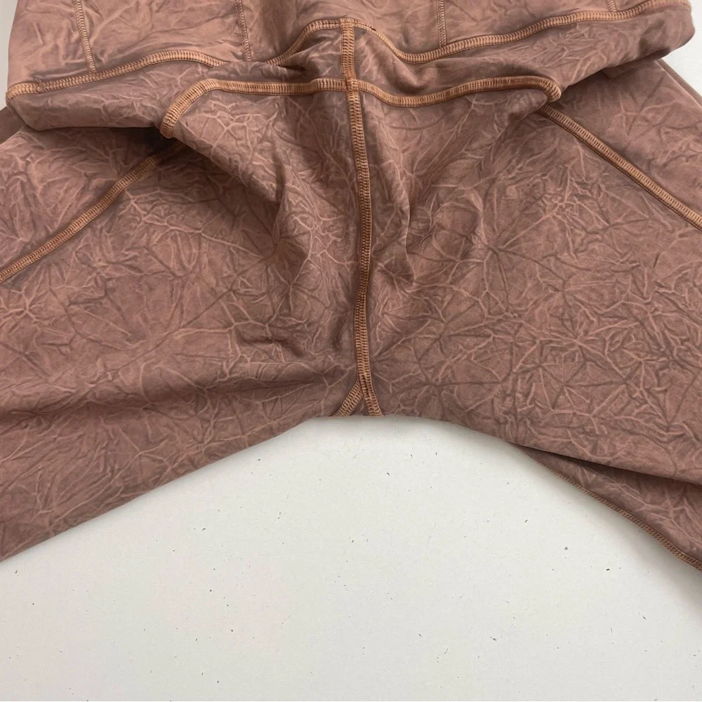 Lululemon Fast and Free Tight Leggings Side Pockets Ice Dye Wash Brown Earth 25”